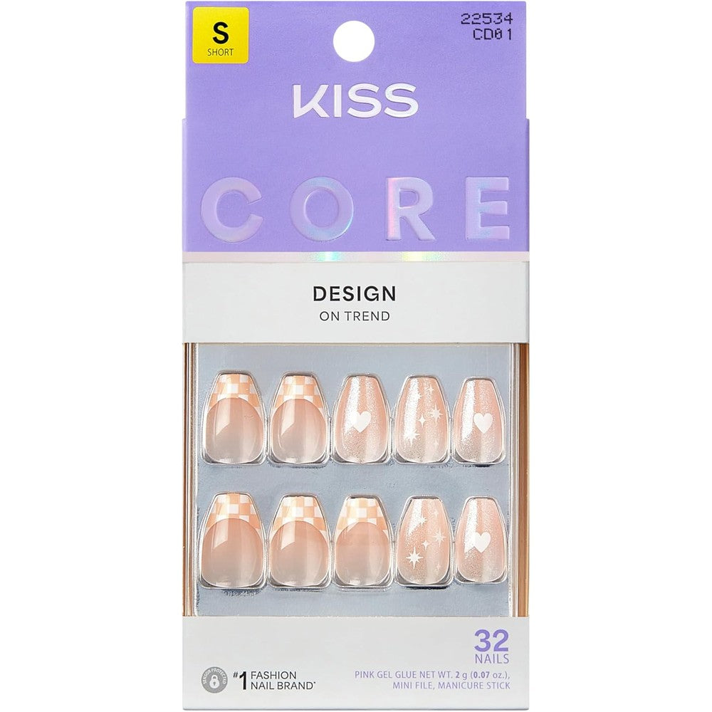 Kiss Core Cheers press on nails pink coffin short view