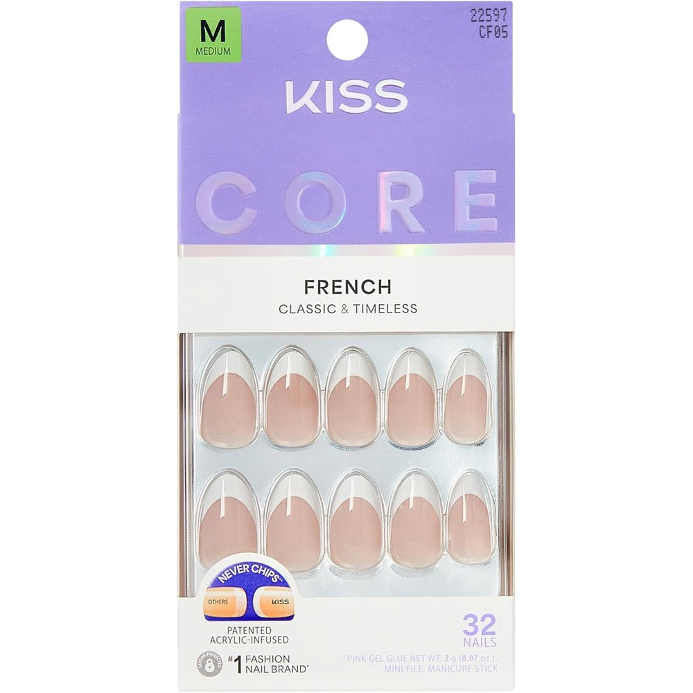 Kiss Core Curiosity French Tip press-on nails front view