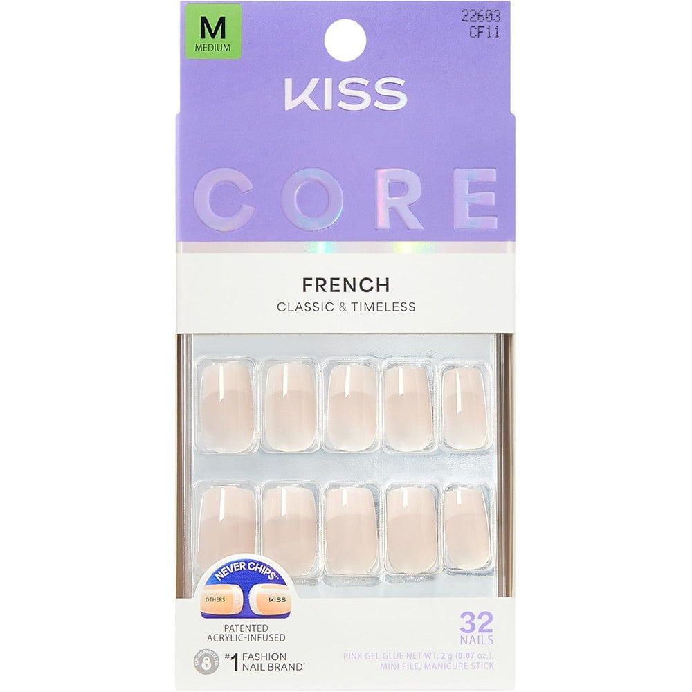 Kiss Core press on nails Scenario pink medium squoval kit