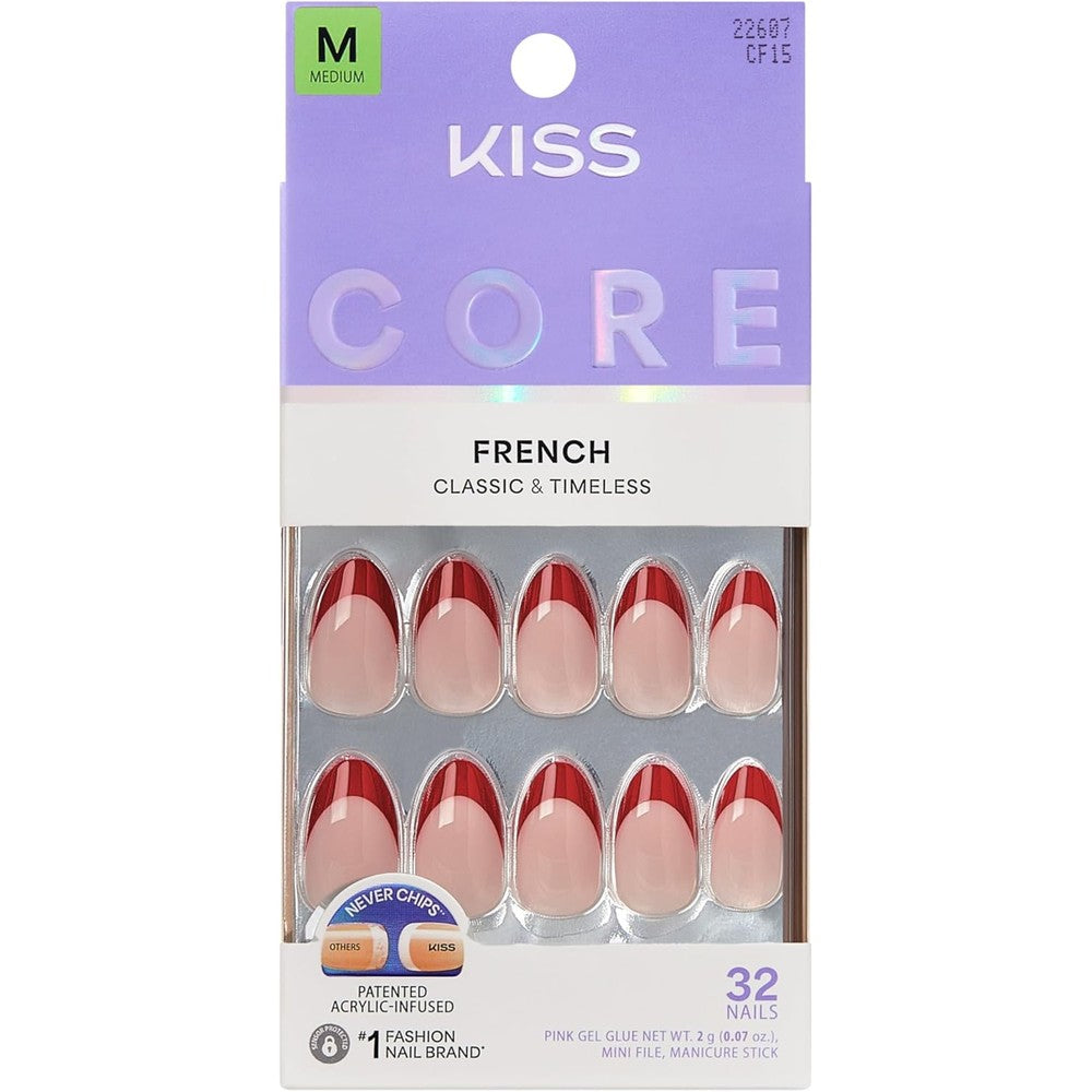 Kiss Core Optimistic Red press on nails front view