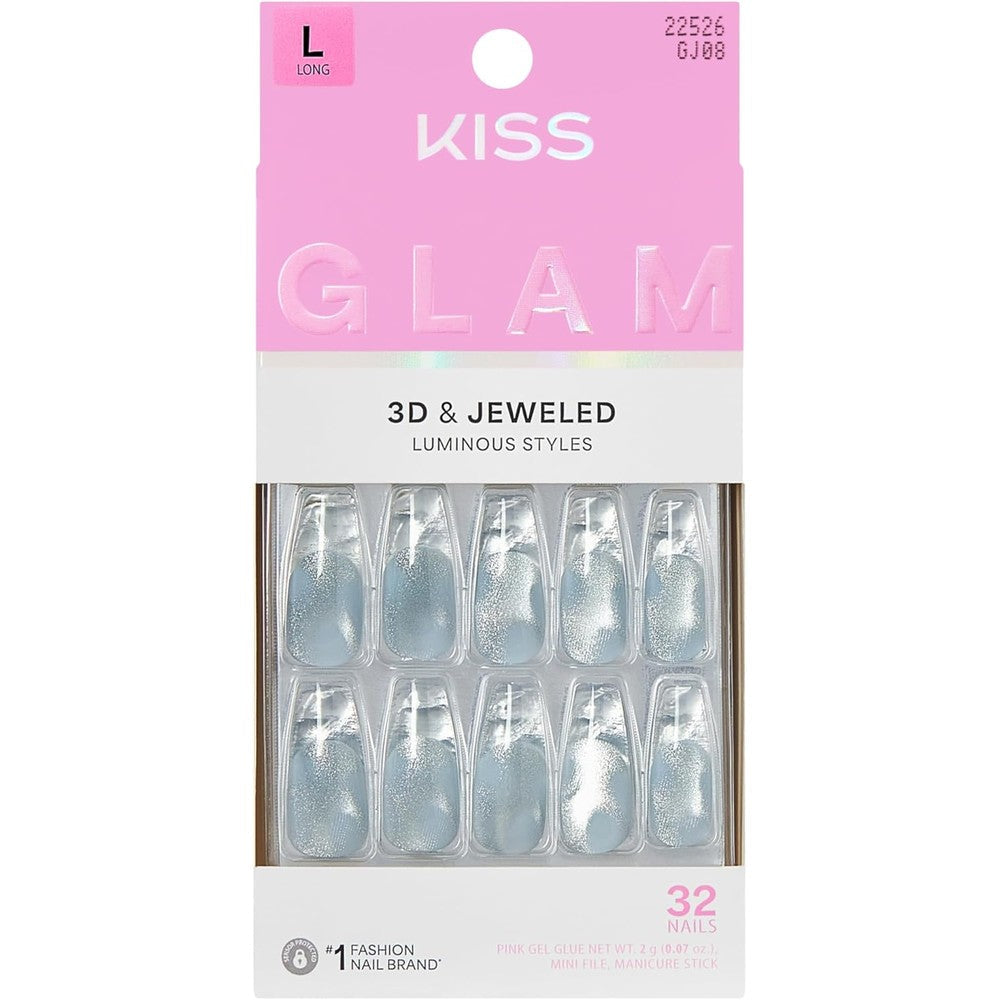 Kiss Glam Seraphic press on nails in long coffin shape
