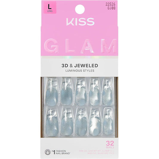 Kiss Glam Seraphic press on nails in long coffin shape