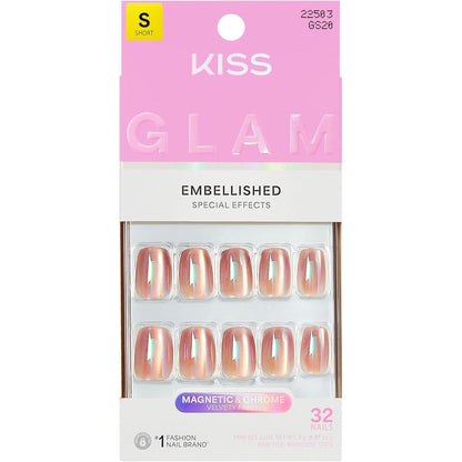 Kiss Glam Golden Hour Affairs pink press on nails front view