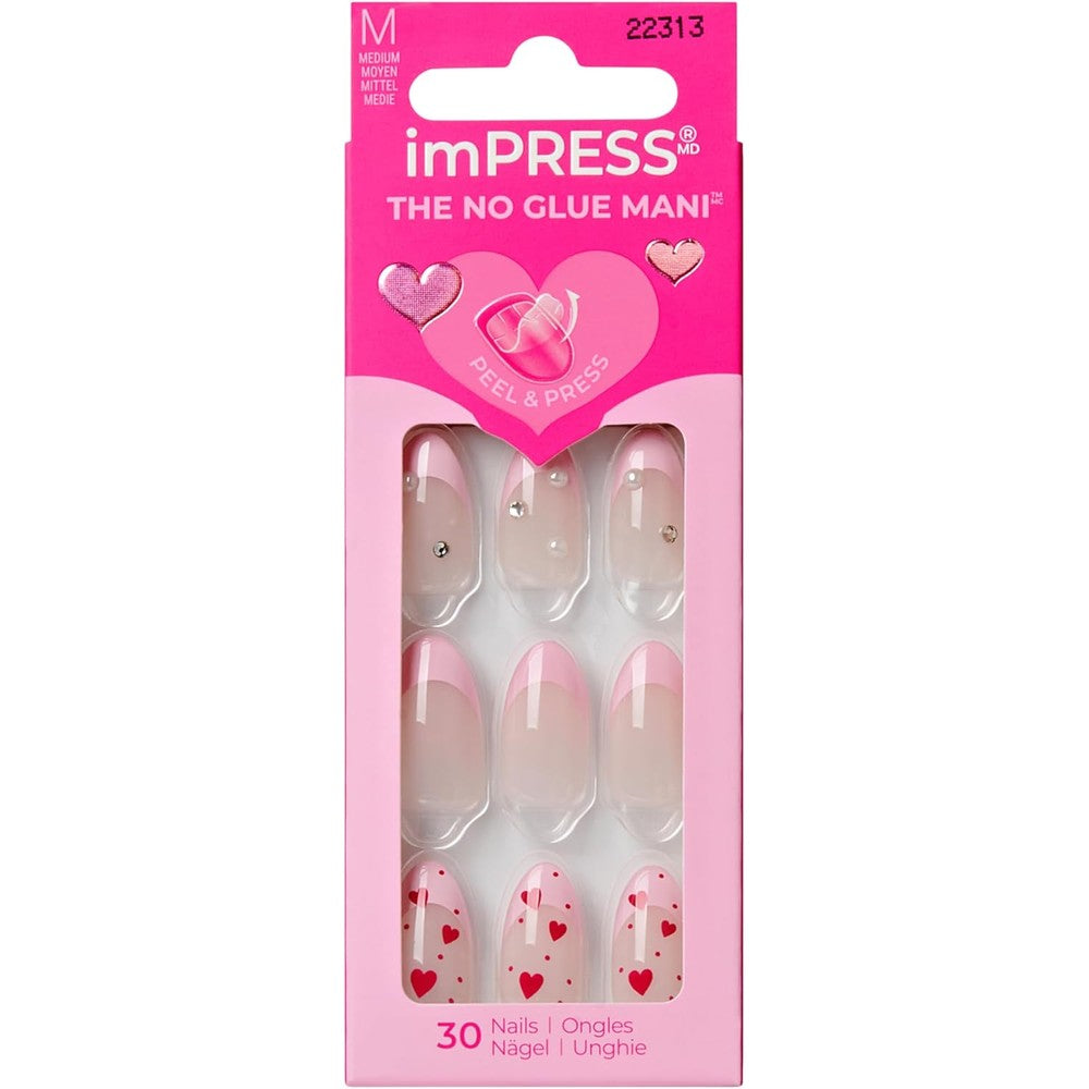 Kiss Impress Still The One press on nails pink almond shape front view
