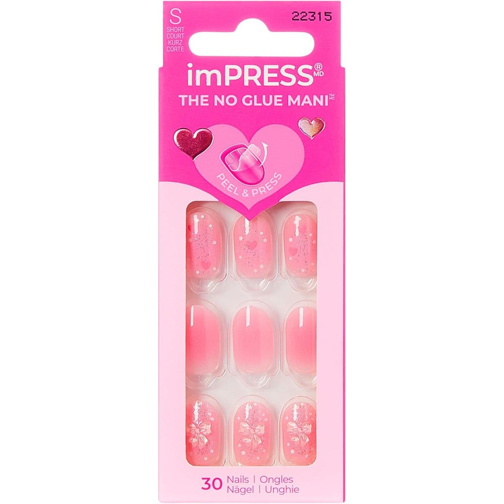 Kiss Impress Cupid Love short oval press on nails front packaging