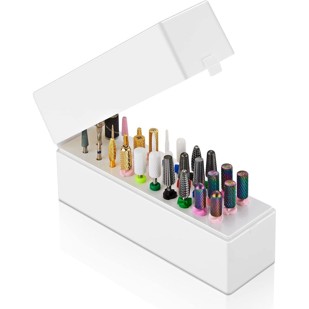 Makartt nail drill bits holder front view white organizer