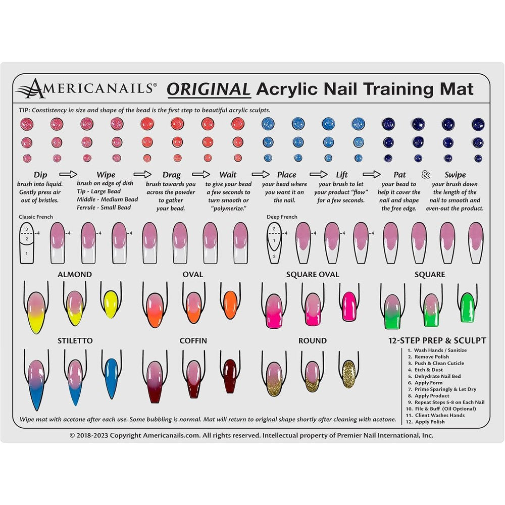 Americanails silicone training mat for acrylic nail application front view