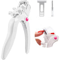 MelodySusie white adjustable acrylic nail clipper front view showing stainless steel blade.