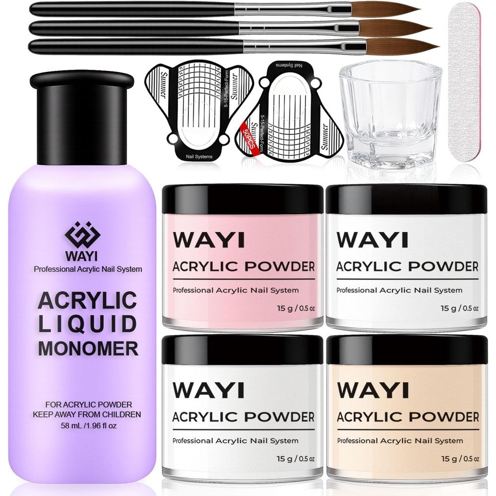 Wayi 9 piece acrylic nail kit front view