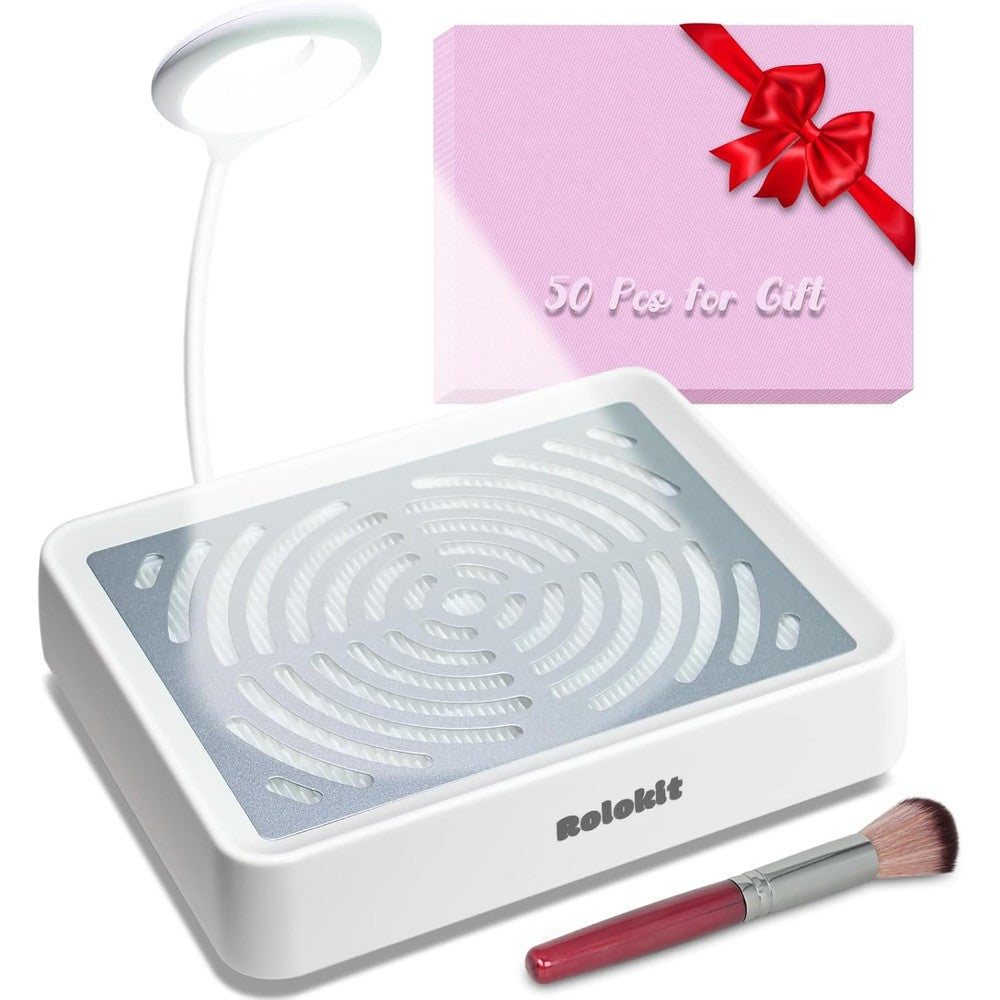 Rolokit Nail Dust Collector with LED Lamp front view on desk