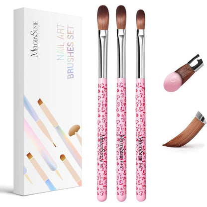 MelodySusie 3-Piece Acrylic Nail Brush Set with pink handles