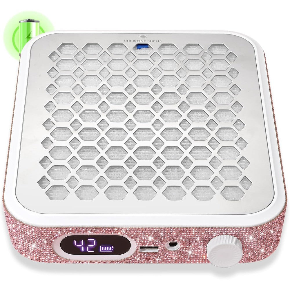 Christine Shelly pink rechargeable nail dust collector front view