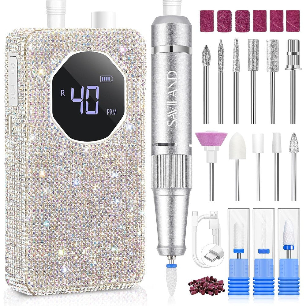 Saviland Professional Nail Drill 40000 RPM kit front view