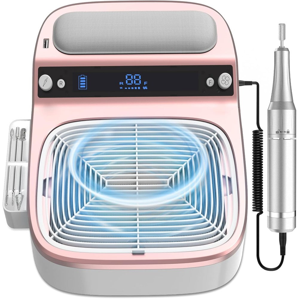 Lubejr 2-in-1 nail dust collector and electric nail drill front view
