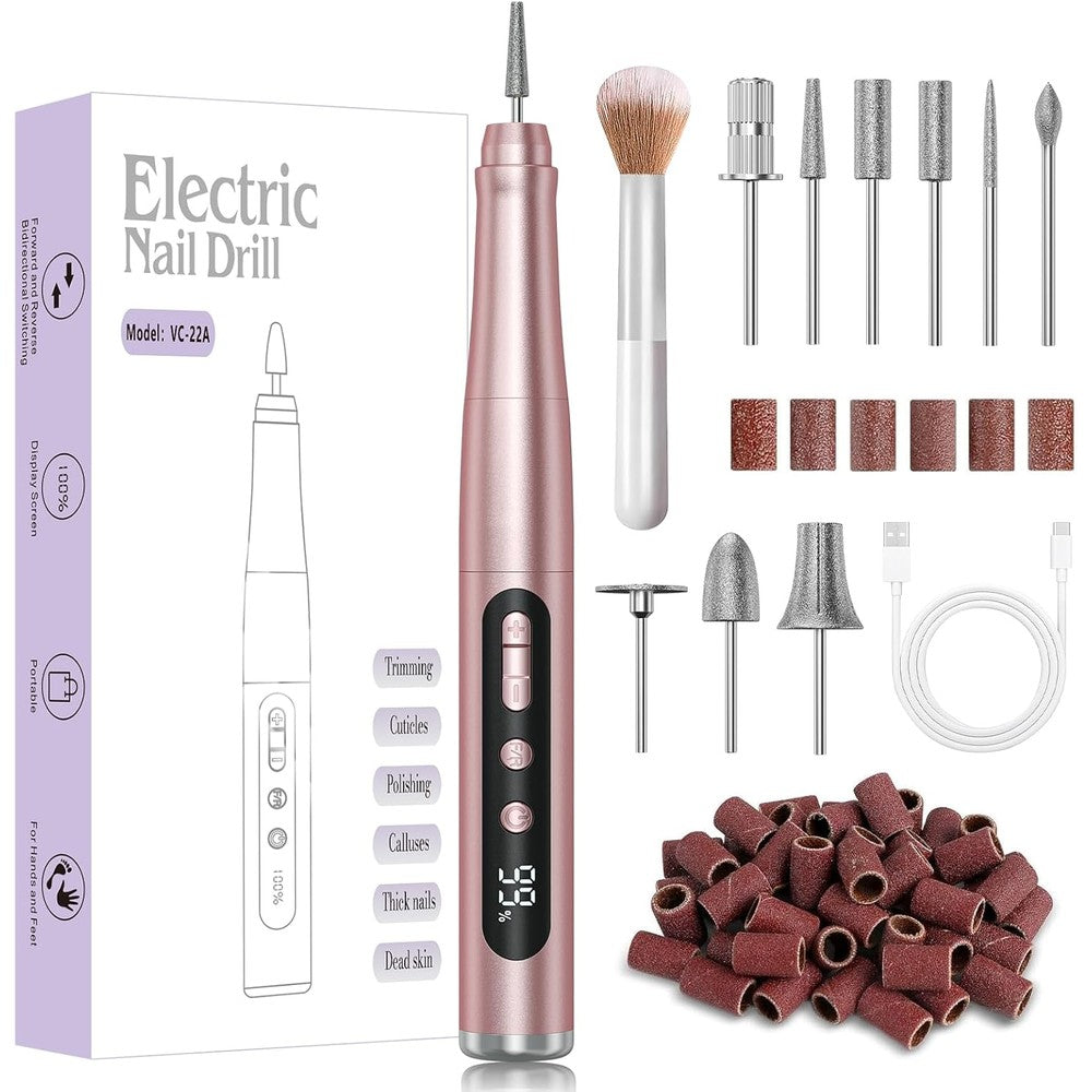 Aomees Cordless Nail Drill front view with LCD display