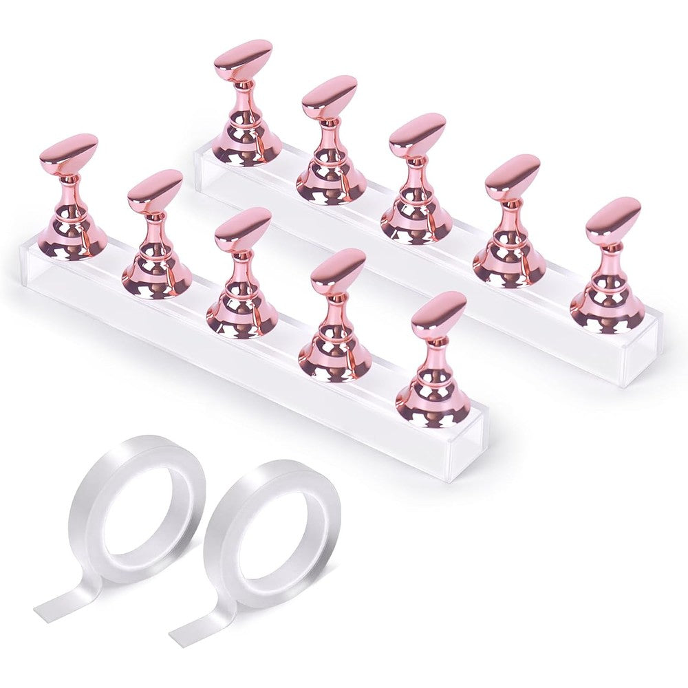 Justotry pink magnetic nail art practice stand set on display