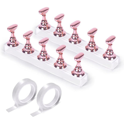Justotry pink magnetic nail art practice stand set on display