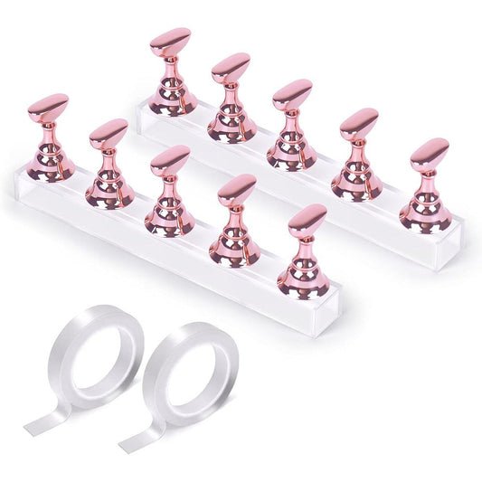 Justotry pink magnetic nail art practice stand set on display