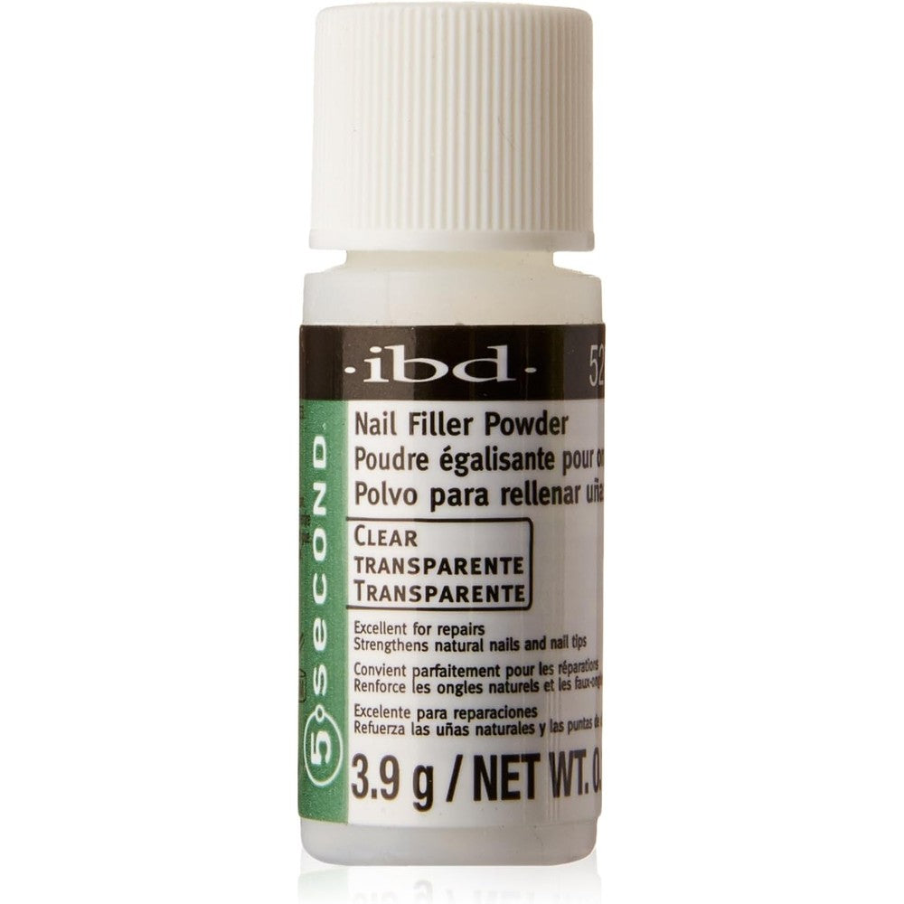 IBD 5 Second Nail Filler Powder front view clear container for professional nail repair