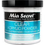 Mia Secret Professional Clear Acrylic Powder Four Ounces container front view for nail extensions