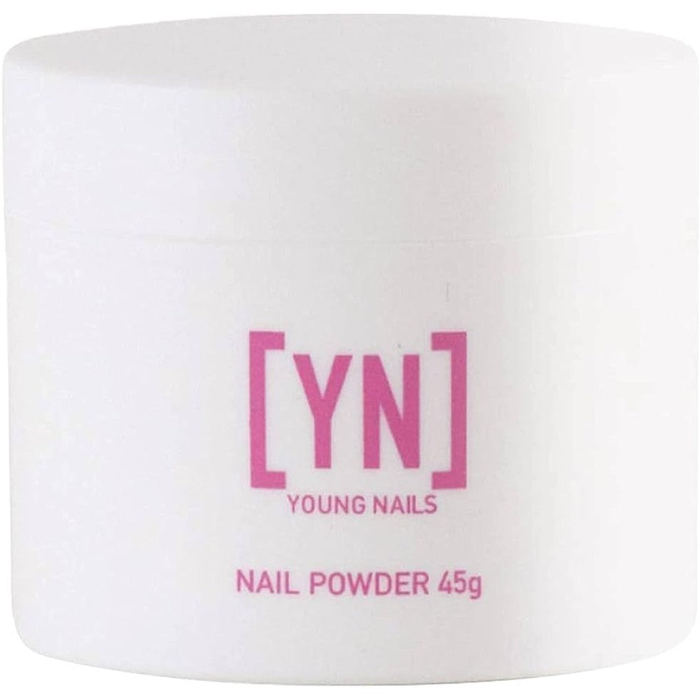Young Nails Acrylic Core Powder Clear 45 grams front view of professional salon packaging