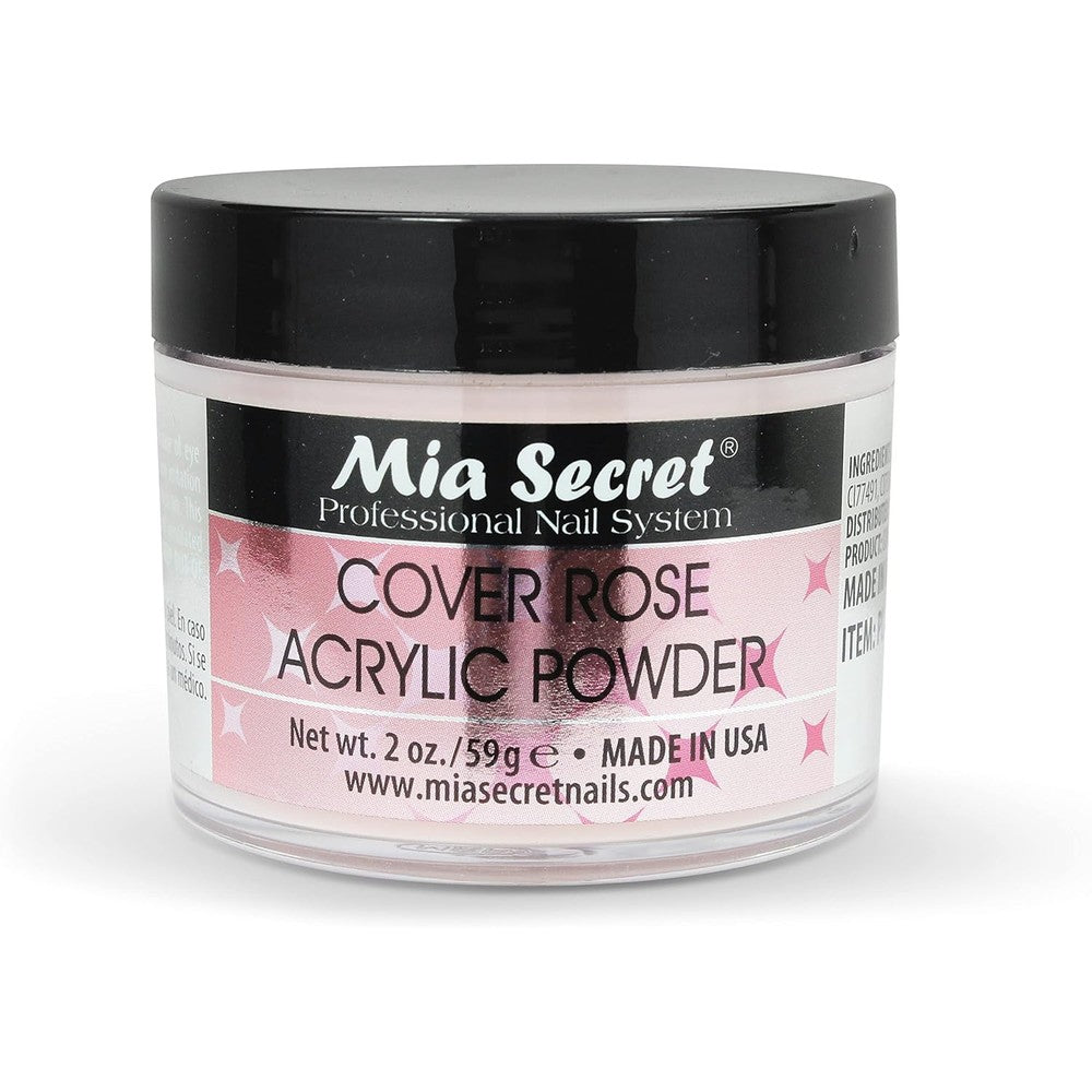Mia Secret Cover Rose Acrylic Powder front view jar for professional nail extensions
