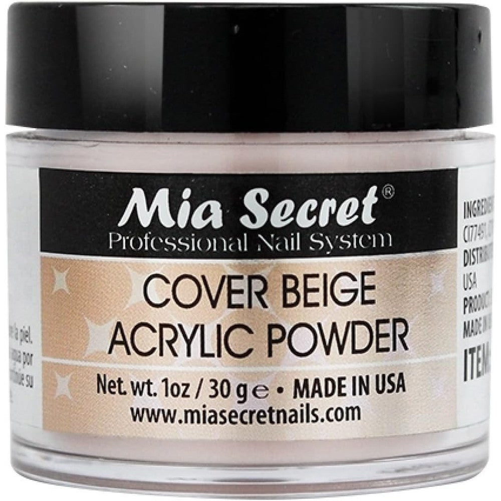 Mia Secret Acrylic Nail Powder Cover Beige one ounce bottle front view professional salon formula