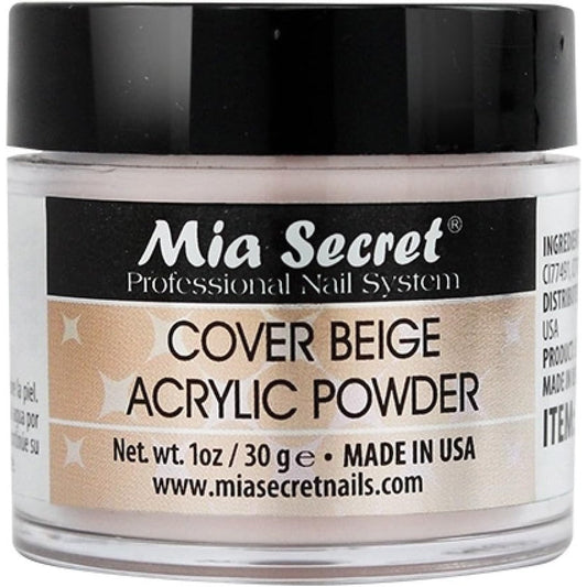 Mia Secret Acrylic Nail Powder Cover Beige one ounce bottle front view professional salon formula