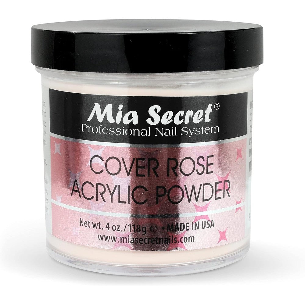 Mia Secret Cover Rose Acrylic Powder four ounce jar front view showcasing authentic packaging.