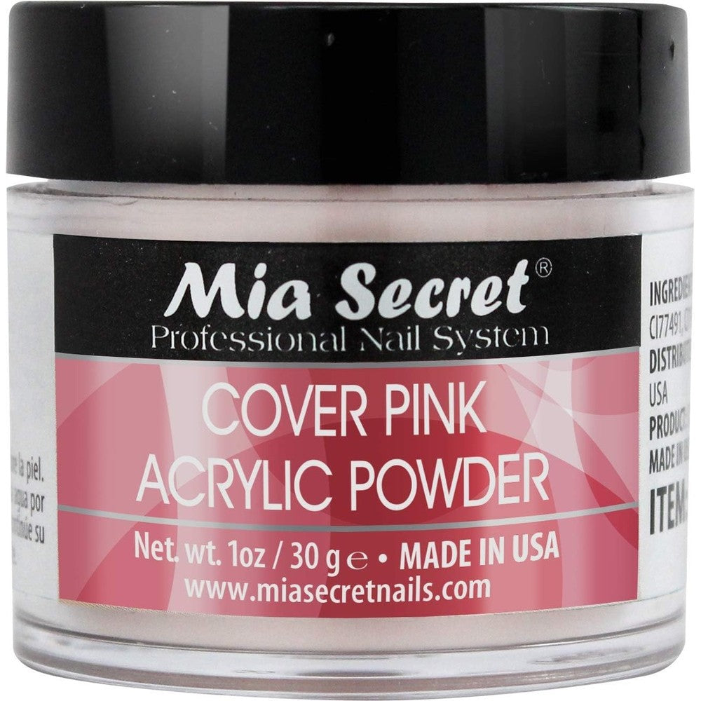 Mia Secret Cover Pink Acrylic Powder 1 Ounce front view jar