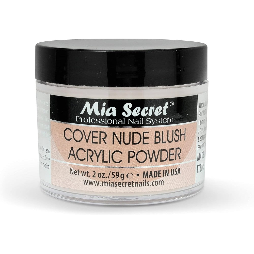 Mia Secret Cover Nude Blush Acrylic Powder two ounce jar front view professional salon nail extension powder