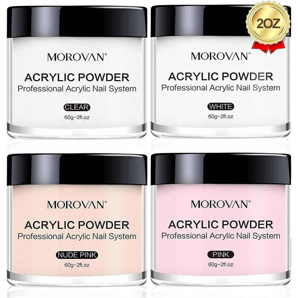Morovan Acrylic Nail Powder Set front view of four jars