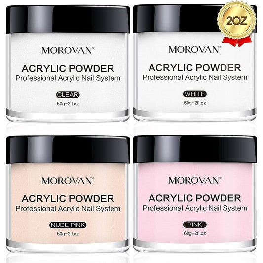 Morovan Acrylic Nail Powder Set front view of four jars