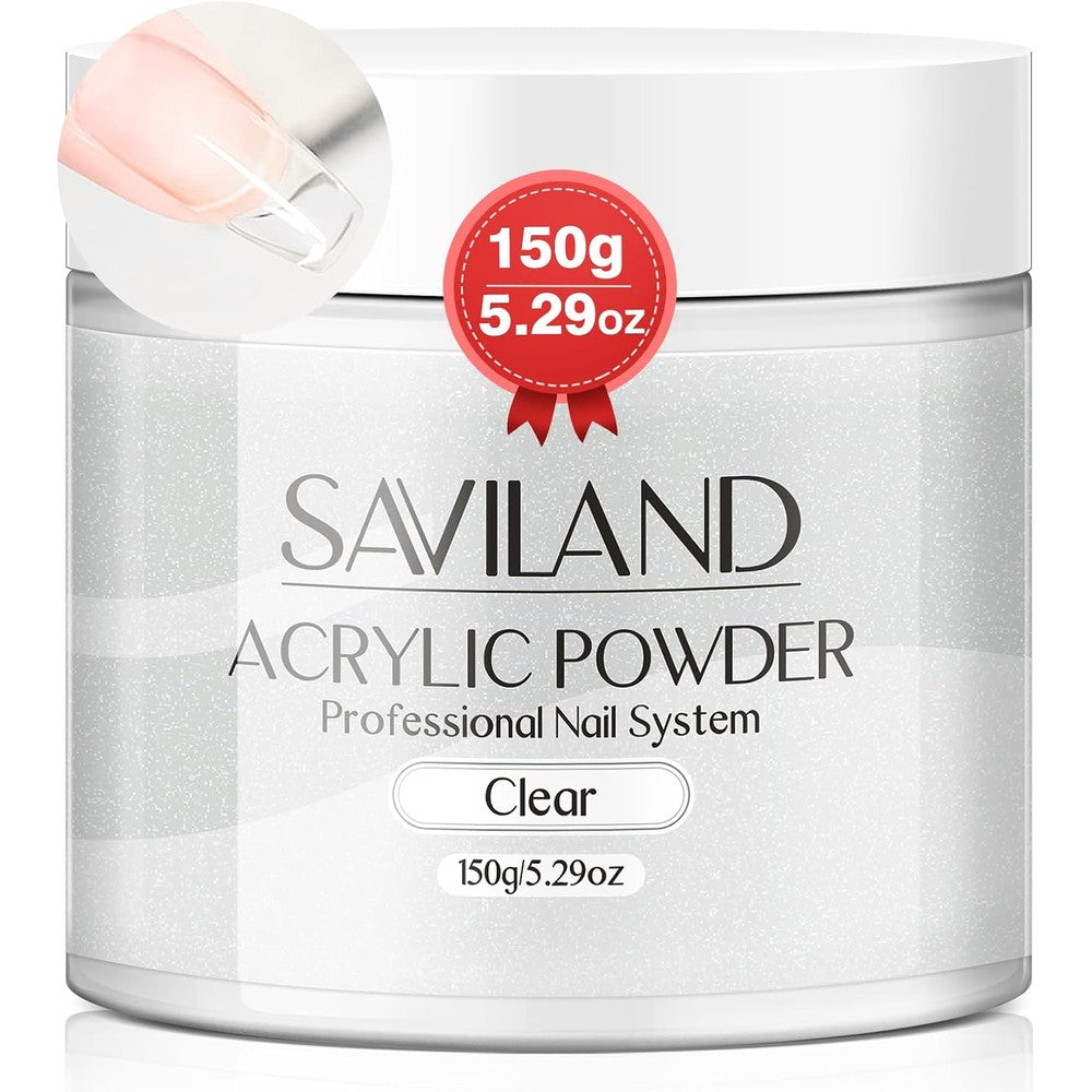 Saviland Clear Acrylic Powder 5.29 Ounce jar front view