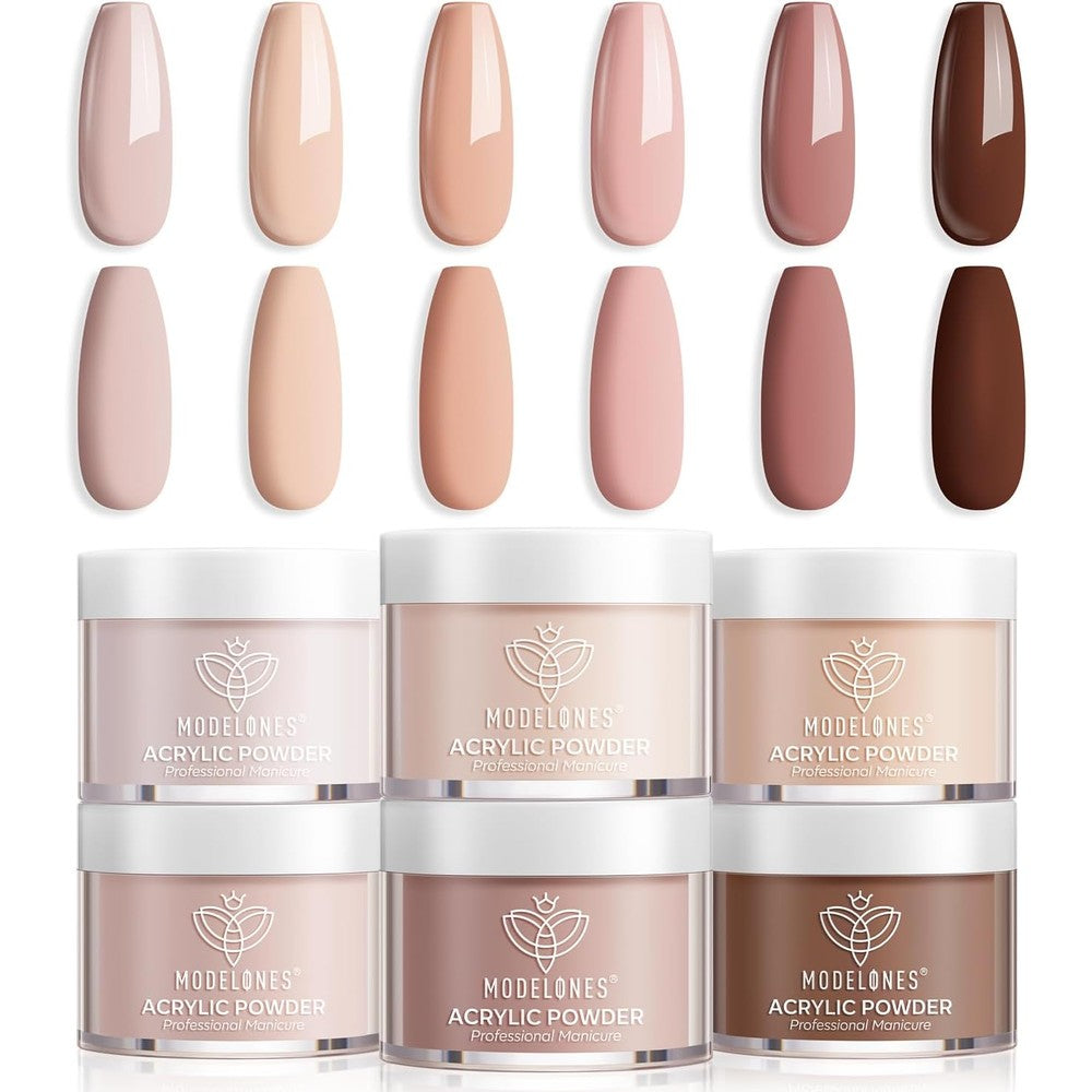 Modelones 6 colors acrylic nail powder kit front view