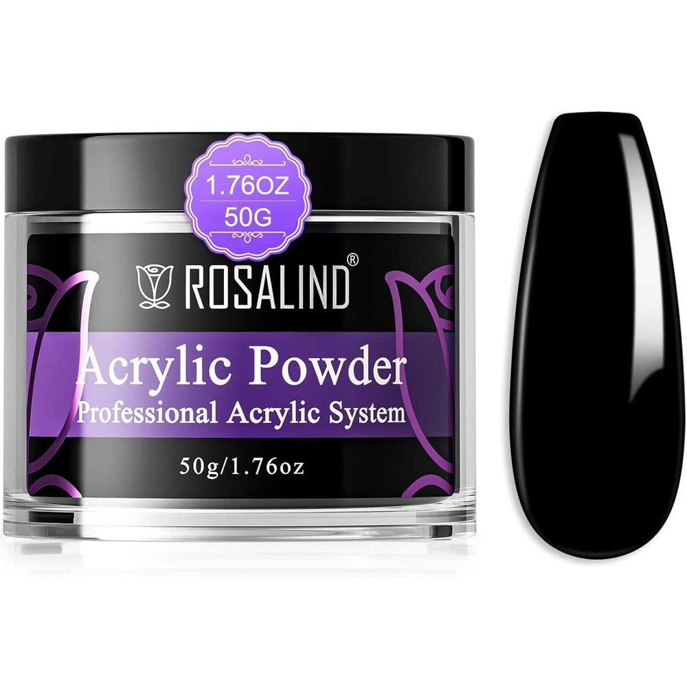 Rosalind Black Acrylic Nail Powder 50 Gram front view