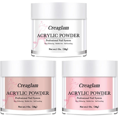 Creaglam Super Nail Acrylic Powder 3 Piece Set front view