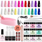 AzureBeauty dip powder nail kit front view showcasing 24 color jars and electric drill