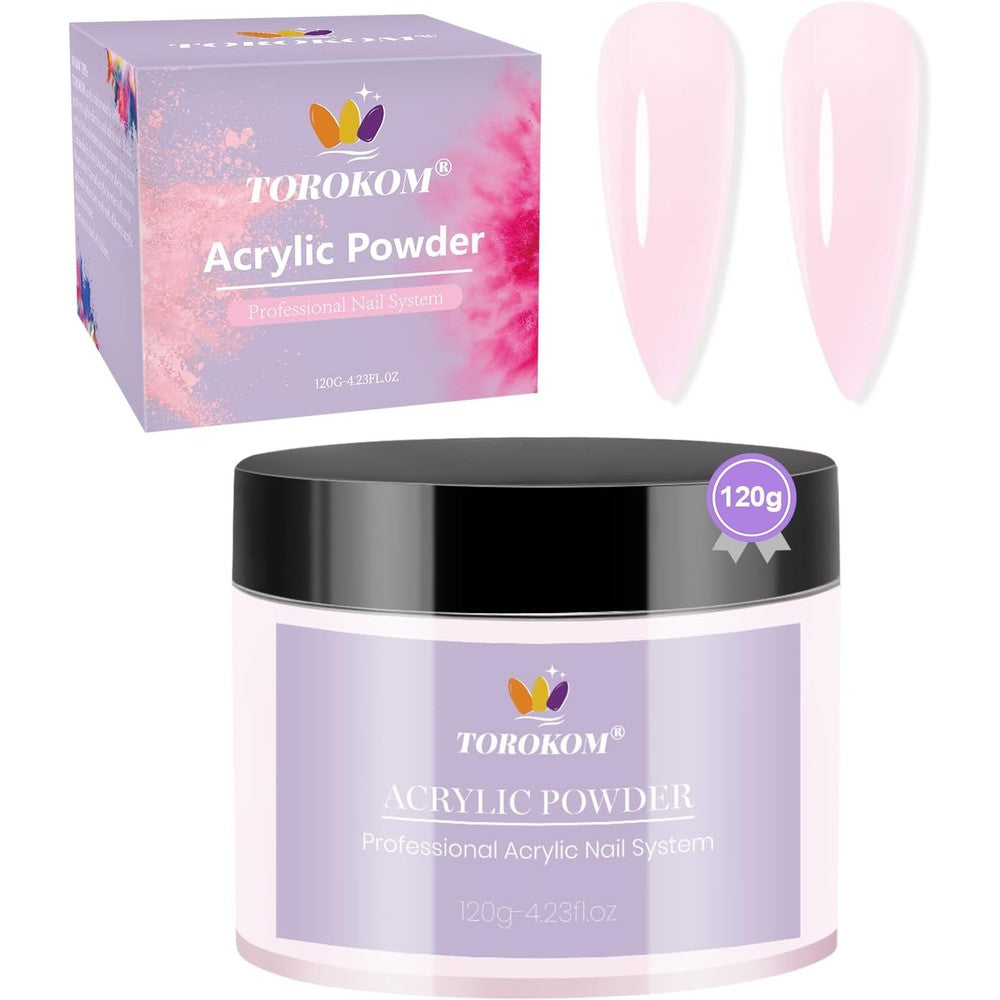 Torokom Pink Acrylic Powder 120 gram jar front view