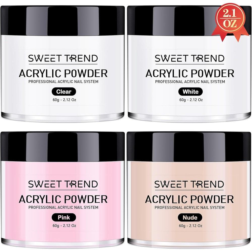 Sweet Trend acrylic nail powder kit front view with four jars