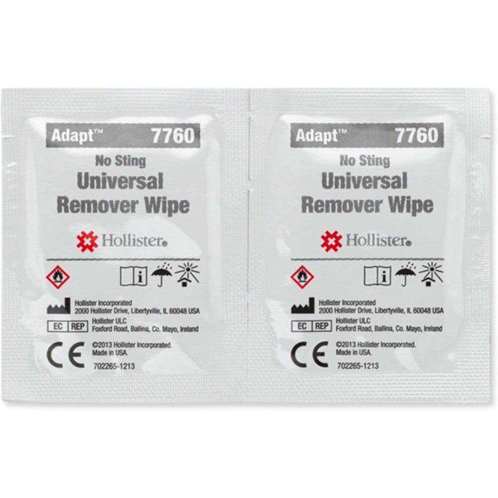 Hollister Adapt Adhesive and Barrier Remover Wipes 7760 front view box of 50 wipes