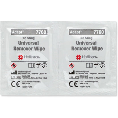 Hollister Adapt Adhesive and Barrier Remover Wipes 7760 front view box of 50 wipes