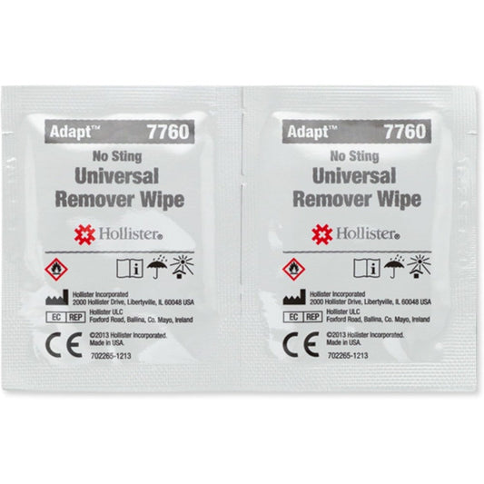Hollister Adapt Adhesive and Barrier Remover Wipes 7760 front view box of 50 wipes