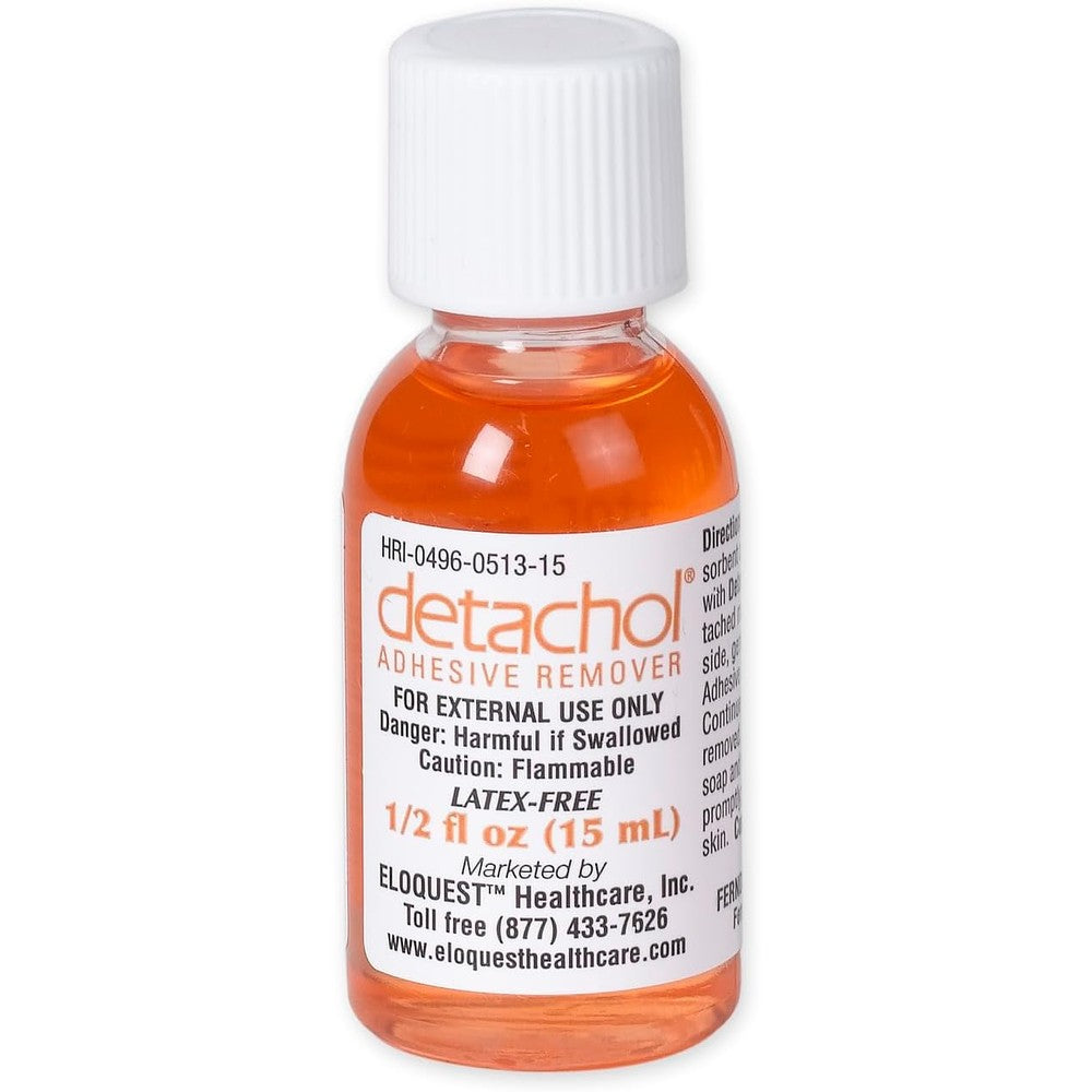Detachol adhesive remover 15 milliliter bottle front view for medical tape removal.