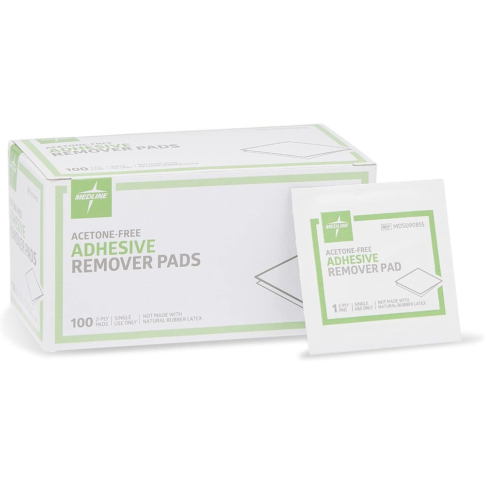 Medline Adhesive Remover Pads front view of box 1000 count medical supplies.
