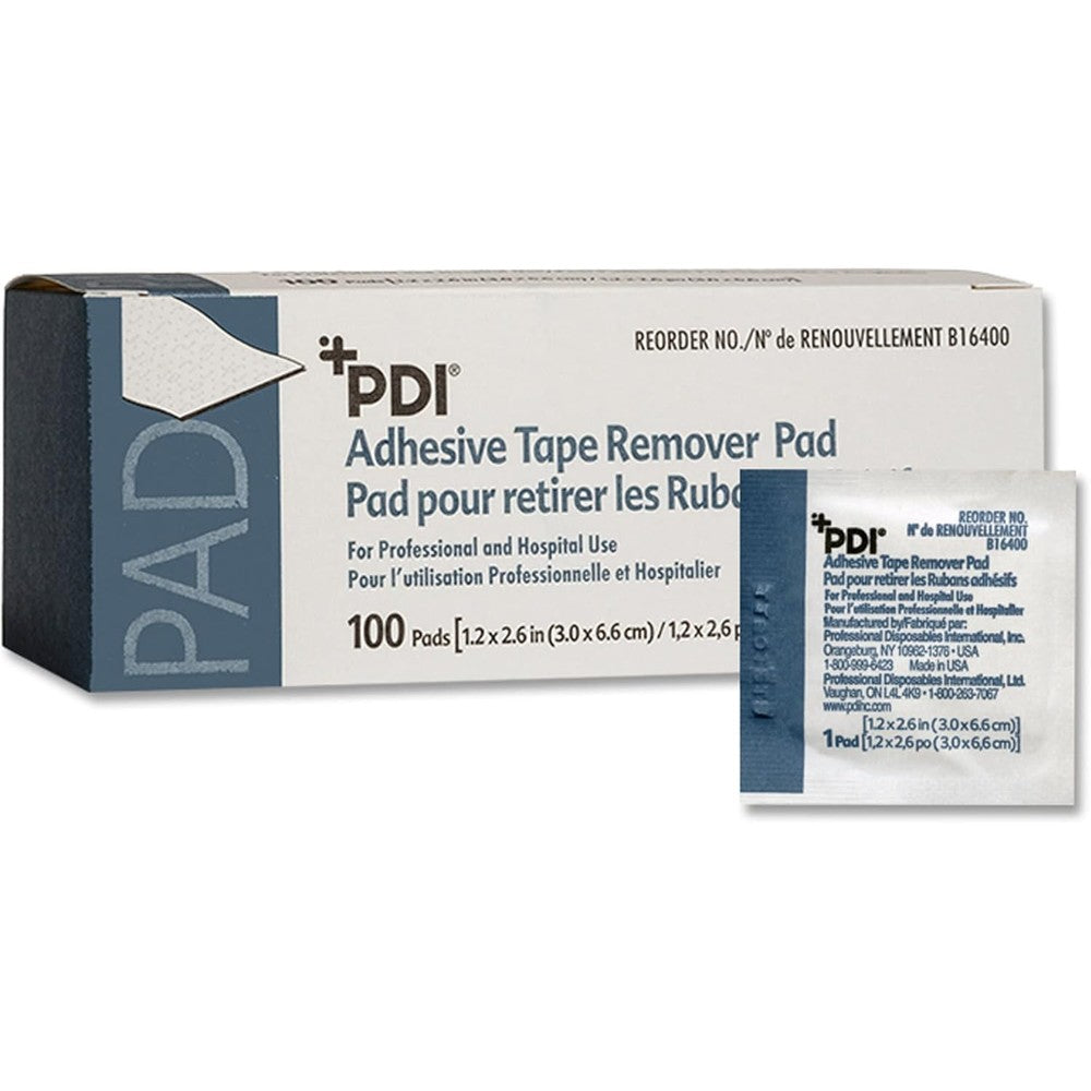 PDI Healthcare B16400 Adhesive Tape Remover Pad front box view medical wipes