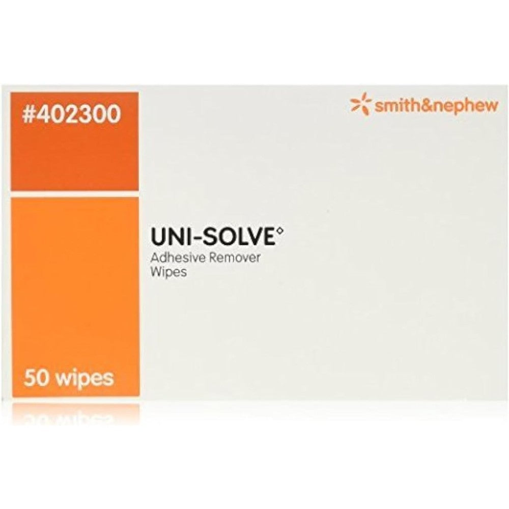 Smith and Nephew Uni-Solve Adhesive Remover Wipes 50 count boxes pack of 3 authentic USA import.