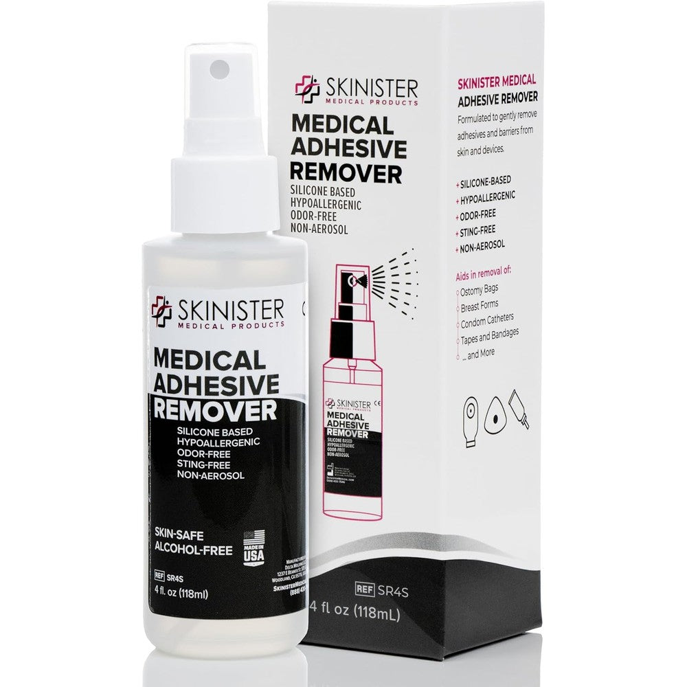 Skinister Medical Adhesive Remover front view for skin-safe tape removal.