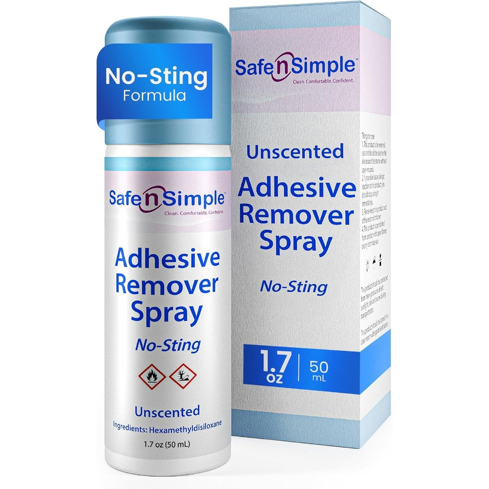 Safe n' Simple Medical Adhesive Remover Spray front view for ostomy care.
