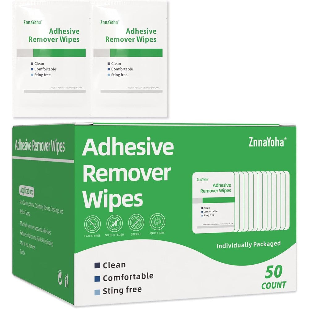 ZnnaYoha Adhesive Remover Wipes 50 count box front view